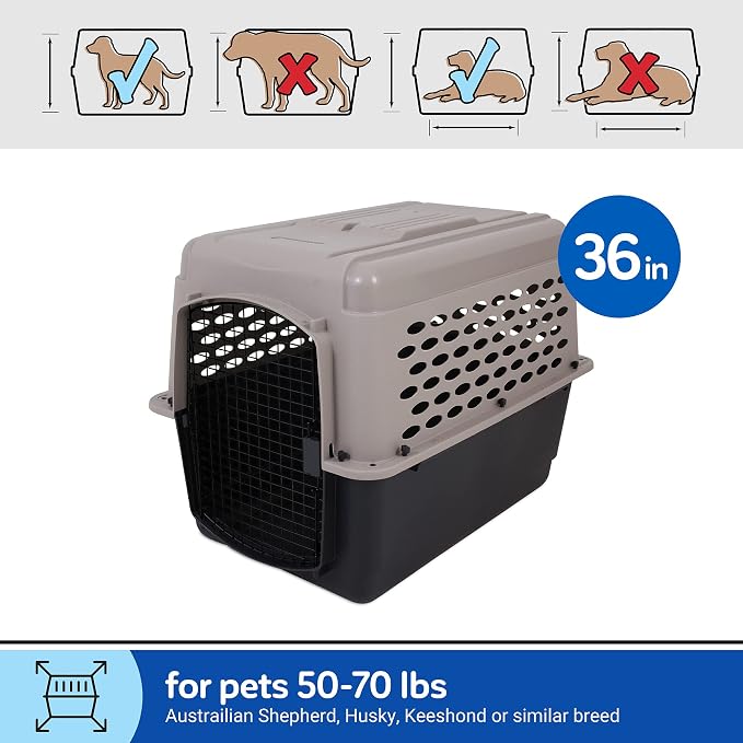 Petmate Vari Dog Kennel, Carrier for Large Dogs, 36in, Taupe and Black | Airline Friendly and Made of Durable Plastic, This Pet Crate Works Great for Home and Travel