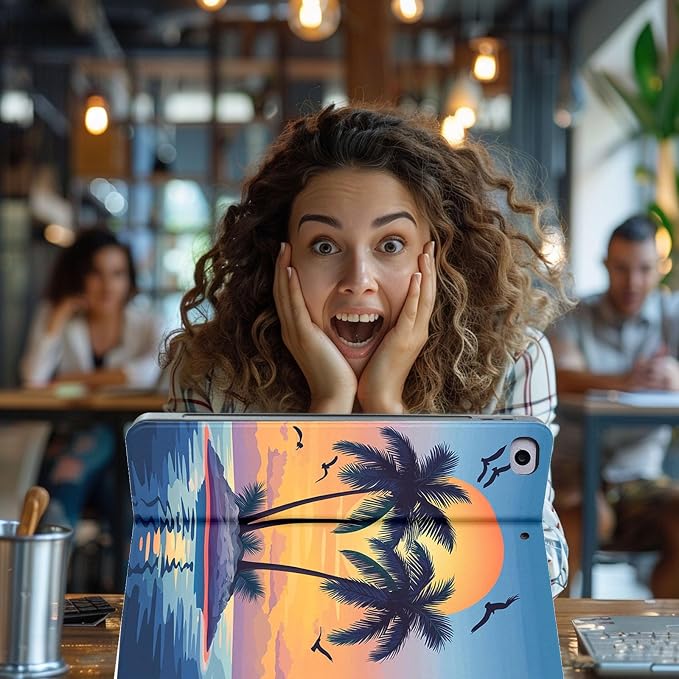for Microsoft Surface Go 4/3/2/1-10.5" 2021 Tablet Case,Auto Wake/Sleep,Adjustable Stand Protective Cover - Tropical Sunset Palm Tree