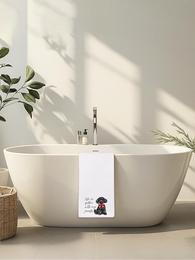 Goldendoodle Hand Towels for Bathroom - Black Golden Doodle Poodle Kitchen Dish Tea Towels, Goldendoodle Dog Mom Gifts for Dog Lovers/Women, Golden Doodle Gifts for Mothers Day/Christmas