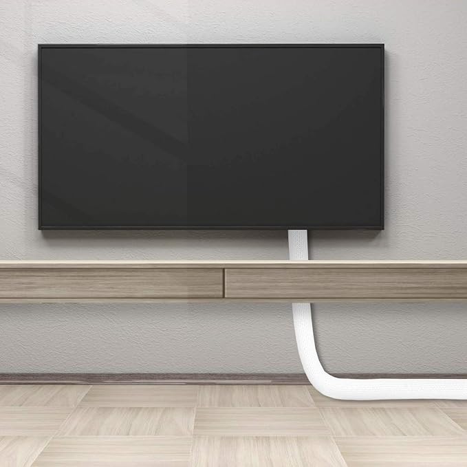 6.6ft - 1 inch White Cable Sleeve, Cable Organizer for Desk PC TV Computer, Wire Protector Cable Wrap Cover, Cord Management for Home Office | Cable Organizer, Wire Protector, Cable Wrap Cover, Cord Management