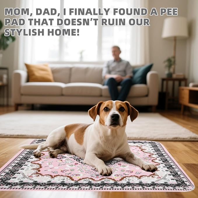 Washable Pee Pads for Dogs, 4 Pack Super Absorbent Reusable Puppy Training Pads Waterproof, Nonslip and Leak-Proof Dog Pee Pads, Large Pet Mats Whelping Pads for Floor, Crate, Couch, 24"x36"