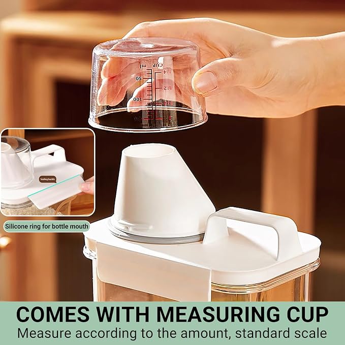 Cereal Storage Container-4PCS Airtight Kitchen Food Storage Organizers BPA Free Food Dispenser with Pouring Spout Handle for Rice Flour Pasta Grain, Pet Dog Cat Bird Food Storage Container (77.7oz）