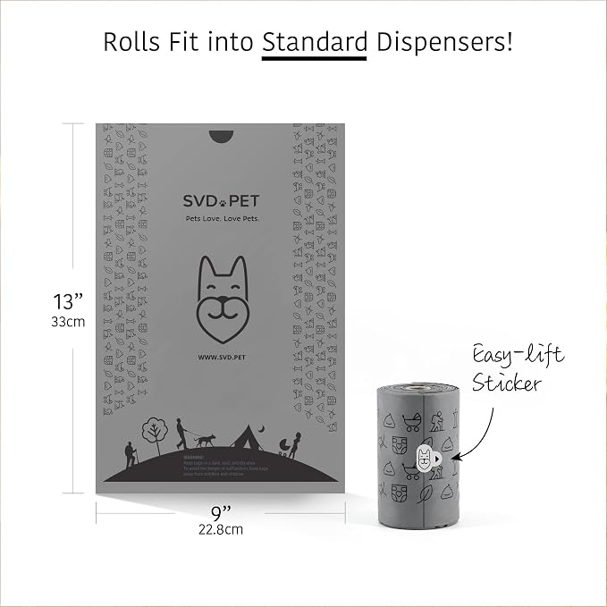 SVD.PET 2-Pack Pet Retractable Waste Bag Dispensers, Black & Columbia Blue | 2 Dog Poop Bag Holders, 60 Large Leak-proof Bags, Dog Walking Accessory