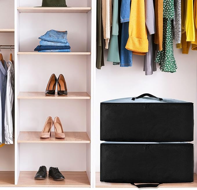 Comforter Storage Bags Large Folding Blanket Organizer Bag with Strong Handles Clear Window Closet Storage Containers for Clothes King Queen Pillows Bedding Quilt Duvet Green Tree Forest Fog