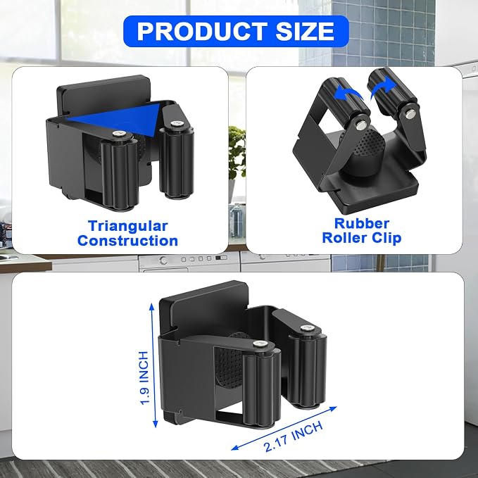 Strong Magnetic Mop Broom Holder, 2 Pack | Heavy Duty Magnetic Mop Hanger, For Refrigerators,Laundry Room Garage Kitchen Workshops