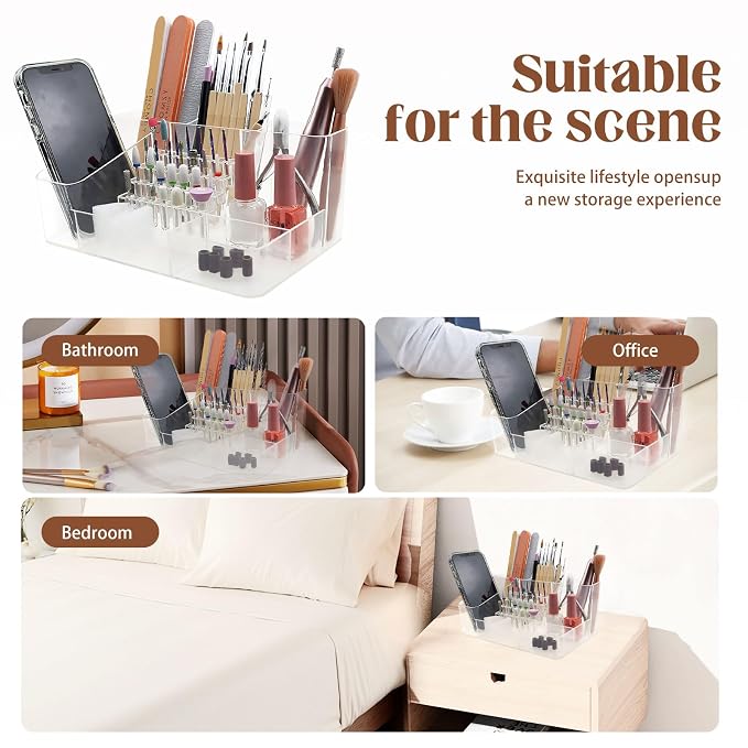 Nail Drill Organizer Box, Professional Nail Organizer, 28 Capacity Nail Art Storage Case with Fixed Compartments