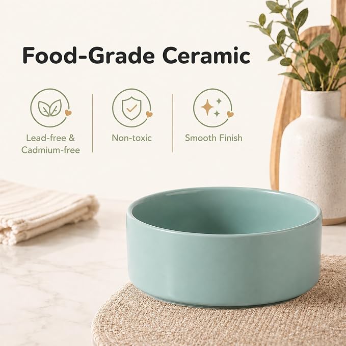 Havniva Ceramic Dog Bowls, Dog Food and Water Bowl Set, Dog Water Bowl | 8.3” Ceramic Dog Food Bowls with Non-Slip Rubber Base, Large Capacity, Dog Feeding Bowls for Large Dogs