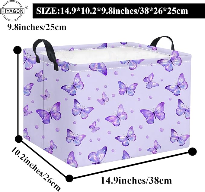 Rectangular Baby Girl Basket Kids Baby Storage Basket Storage Bin Organizer Box Room Decor(Dot Butterfly)