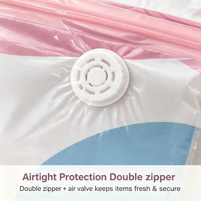 No Pump Vacuum Storage Bags, Large Capacity 3D Compression Storage Bags, Press & Seal Space Saver Bags for Clothes, Comforters, Blankets, Bedding, Travel and Home Organization (M*1+XL*2)