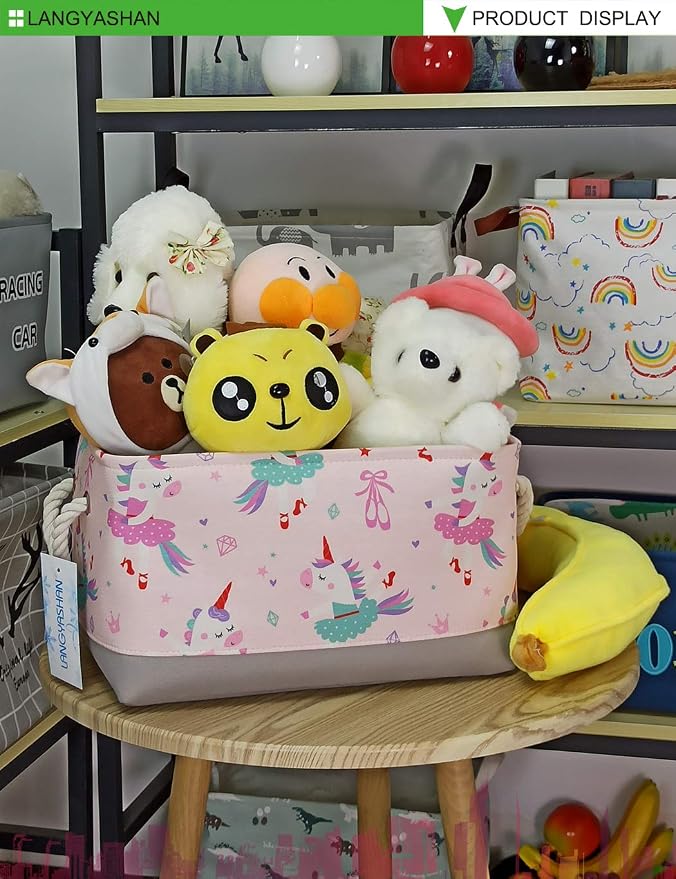 Rectangular Thick Storage Bin Household for Closet Kitchen Office Unicorn | Foldable Space Saving Canvas Fabric Laundry Hamper with Handles Organizer for Boys and Girls Bedroom Shelf Gifts Baskets