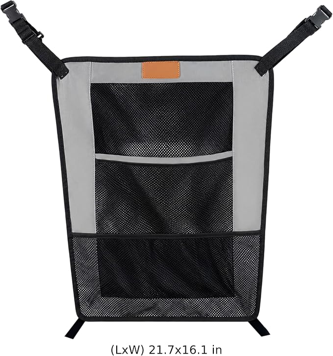 Dog Car Barrier with Storage Pockets, Car Divider Net for Dogs with Mesh Window, Adjustable Backseat Organizer for Automobiles, Sedans, Business Cars and Minivans, Secure Travel Guard for Pets