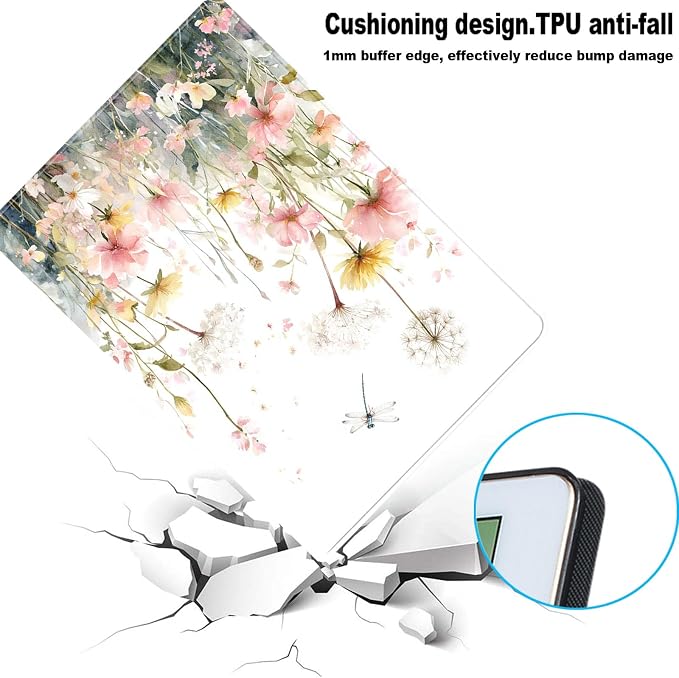 for Samsung Galaxy Tab S10 Plus 2024/S9 Plus/S9 FE Plus 5G 2023 12.4 Inch Tablet Protective Cover with Adjustable Stand and Magnetic Auto Wake/Sleep,Watercolor Flower