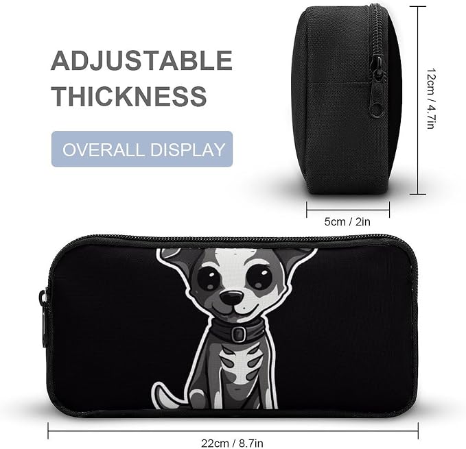 Pet Dog Stickers Large Capacity Pencil Case with Double Zipper - Aesthetic Stationery Pen Organizer Pouch, Portable Storage Bag for Office Supplies, Travel & Cosmetics
