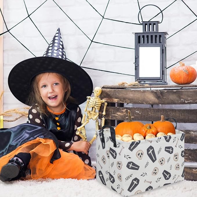 Halloween goth thriller basket,Empty Halloween basket,Gothic home decor,Trick or Treat Basket for Boys and Girls,Waterproof collapsible storage box(Gothic)