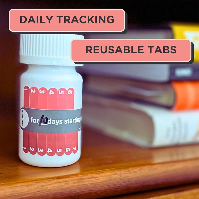 TOOKTAKE 10-Day Tracking Stickers for Vitamins & Medication in All Forms,Vitamin Organizer,Easy Pill Tracker,Daily Pill Organizer,Medicine Organizer,Weekly Pill Box,7 Day Week, AM/PM, Day & Night