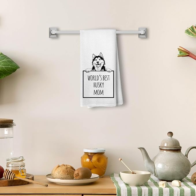 Funny Siberian Husky Kitchen Towels and Dishcloths, Husky Gifts for Women, Dog Mom Lovers Owner Gifts Drying Cloth Hand Towels for Bathroom Kitchen Decor, 16x24 Inches