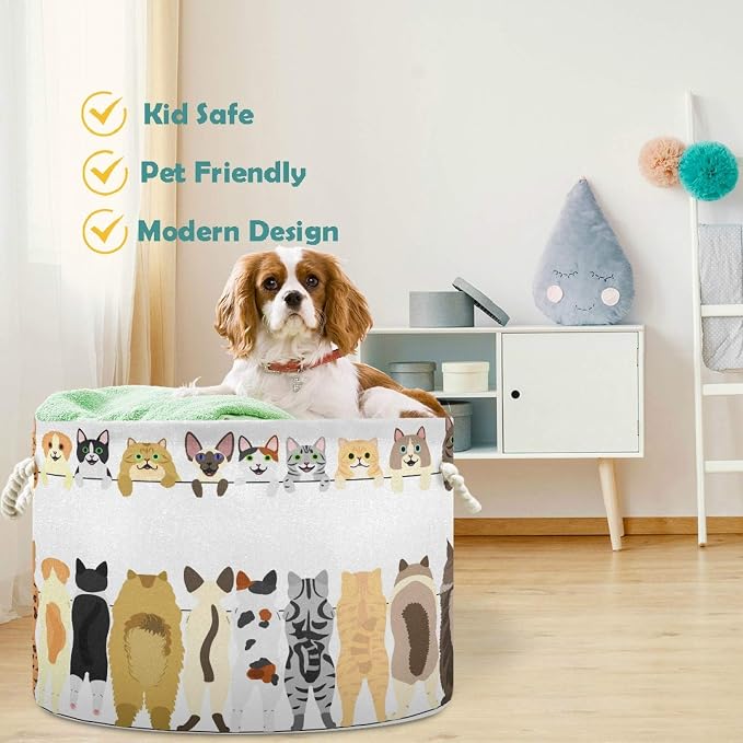 visesunny Fun Dog Puppy Animal Laundry Baskets Fabric Storage Bin Storage Box Collapsible Storage Basket Toy Clothes Shelves Basket for Bathroom,Bedroom,Nursery,Closet,Office