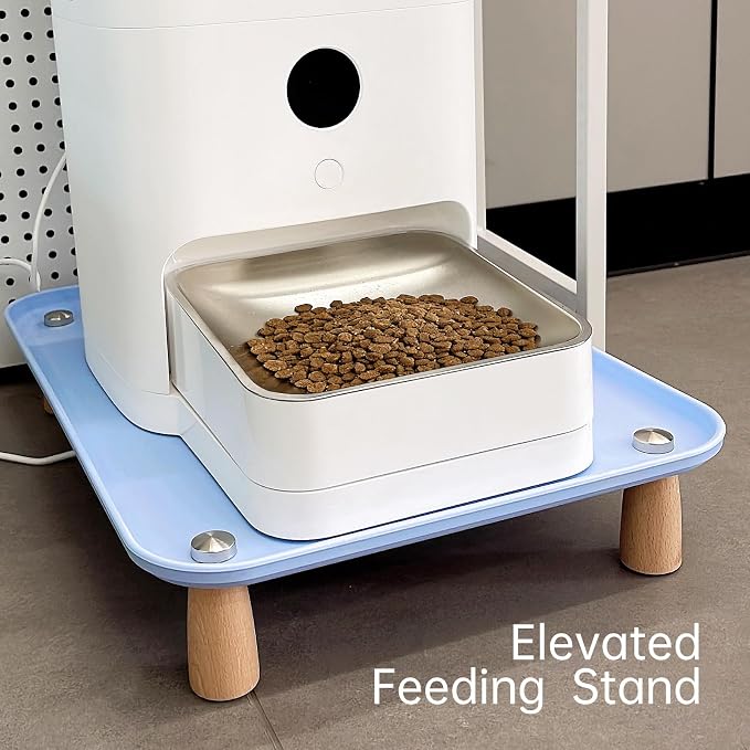 Large Elevated Cat & Dog Bowl Stand,3 inch Height Raised Feeder Compatible with Most Automatic Pet Feeders & Water Fountains, Anti-Slip & Spill-Proof Large Pet Food Tray,17 x 12 Inches (Blue)