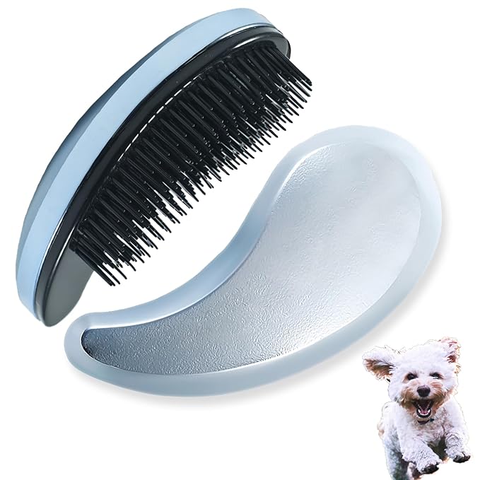 Small Dog Brush, Soft Pet Grooming Brush for Shih Tzus, Yorkies, Maltipoos, Maltese, Puppy Massaging Hair Brush, Cat Brush, for Small Animals Rabbits of All Hair Types (Gradient blue)