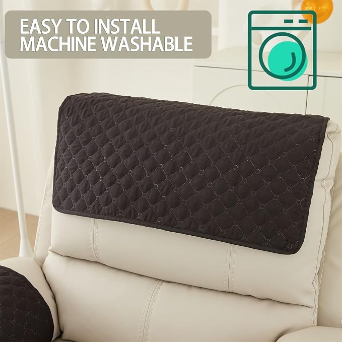 Armrest Covers Armchair Slipcover, Couch Arm Covers Recliner Covers with Storage Pockets Armrest Protector for Chair Sofa(Black,1 Seat | 3 Piece Set)
