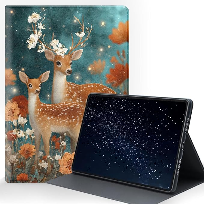 for Samsung Galaxy Tab A 10.1 2016 (SM-T580/T585/T587) Tablet Protective Cover with Adjustable Stand and Magnetic Auto Wake/Sleep,Deer Family