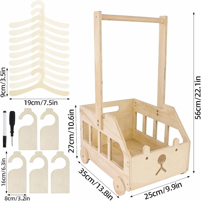 22" x14"x10" Wooden Pet Wardrobe Closet with 10 Hangers, 5 Split Labels & 1 Pen, Easy Assembly Crate for Dog/Cat Closet, Dog Closet Organizer for Toys Clothes and Accessories