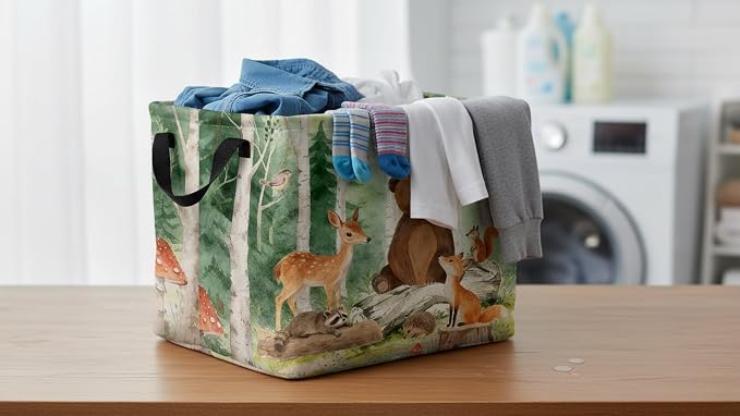 CLOCOR Rectangular Storage Bin,Waterproof Storage Bin,Gift Basket(Forest Animals)