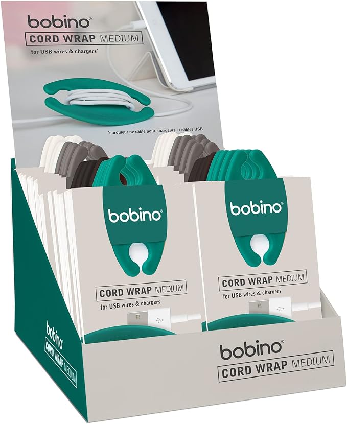 Bobino Cord Wrap & Organizer | Desk Cable Management | Medium 3 Pack