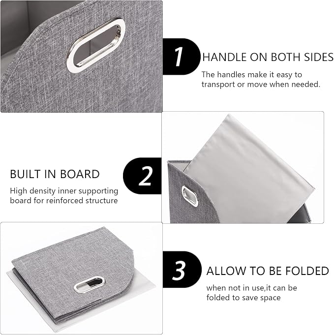 Foldable Dog Toy Basket-Dog Toys Bin-Dog Toy box-Storage Basket with Handle,Organizer Bin for Pet Toys, Blanket, Shelves, Closet -gray