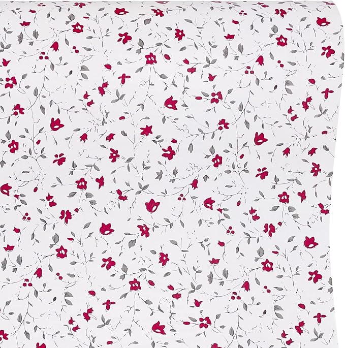 Yifely Red Rural Floral Shelf Liner Locker Decor Sticker Self-Adhesive Furniture Paper 17.7 Inch by 9.8 Feet