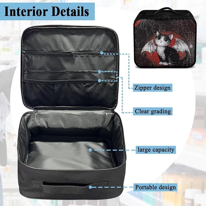 First Aid Kit Bag Empty Gothic Bat Cat Cobweb Emergency Medical Pouch for Hospitals Schools and Home Use Constructed with Tear-Resistant Fabric