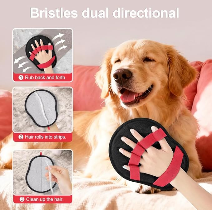 Pet Hair Remover Glove for Dogs & Cats – Reusable Lint and Fur Cleaning Mitt, Wide Coverage Grooming Glove for Removing Pet Hair from Couch, Carpet, Furniture and Clothes