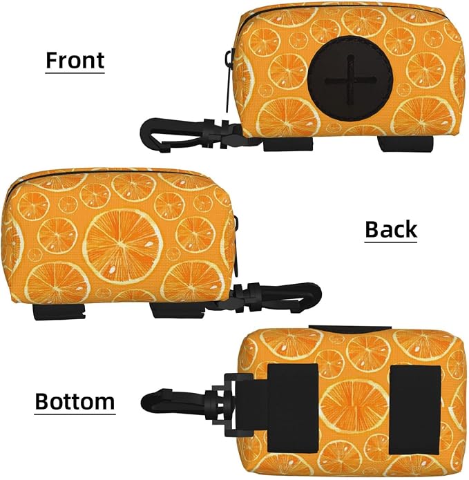 Citrus Orange Slices Pet Waste Bag Dispenser 0.2L | Portable Dog Poop Holder Waste Bag With Zipper Park Doggy Walking Accessory
