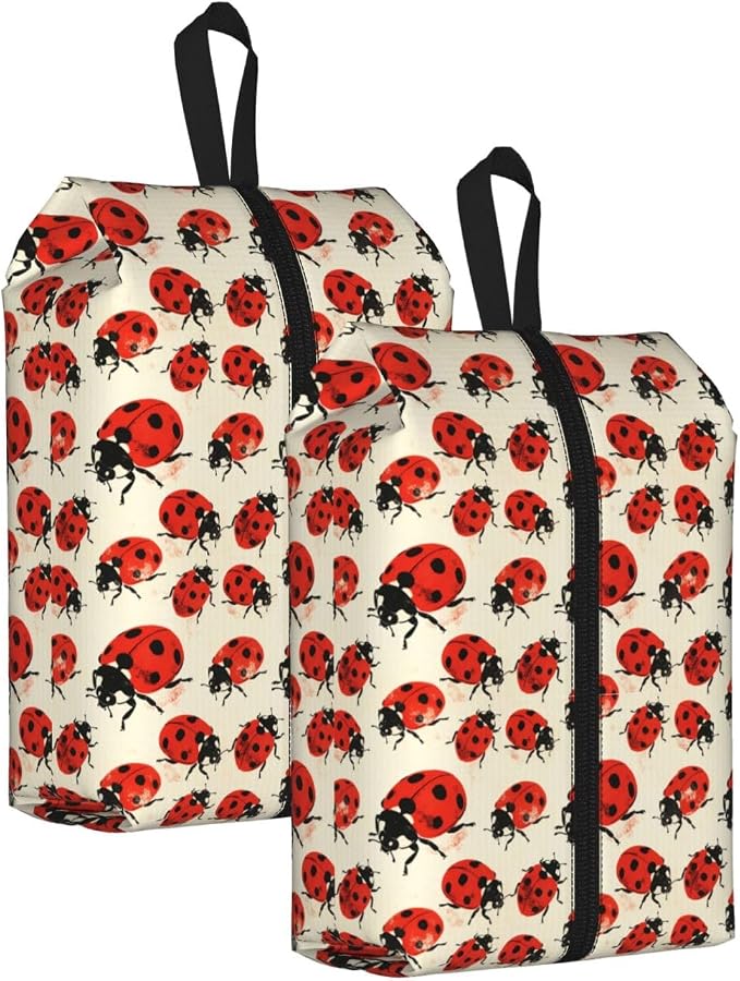 Ladybird Travel Shoe Bag for Men & Women, Waterproof Shoe Storage Organizer with Zipper, Portable Shoe Pouch for Sneakers, Heels, Sandals, Gym & Travel Luggage 2PCS