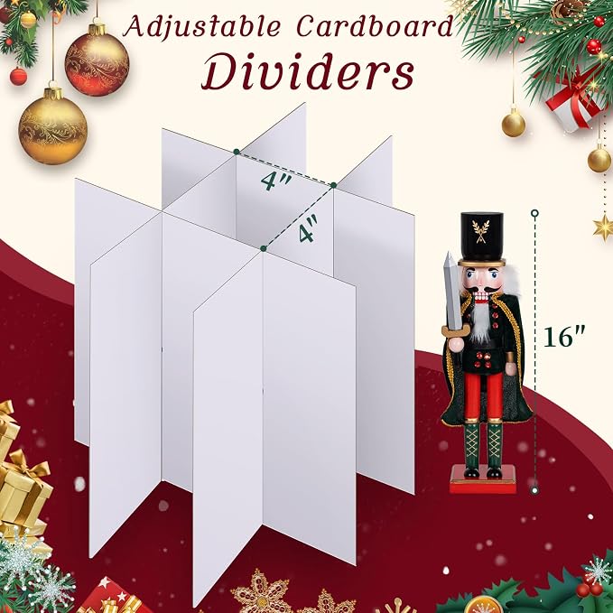 Christmas Nutcracker and Figurine Collectible Storage Box Stores Up to 9 16" Nutcrackers Holiday Ornaments Storage Box with Adjustable Dividers Zippered Top Xmas Decorations Storage Containers