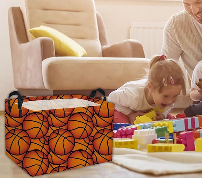 Rectangular Basketball Baskets Gift Basket Empty Kids Storage Bins Baby Boy Basket Kids Toy Storage Bin Organizer Box Basketball Room Decor for Home(Basketballs)