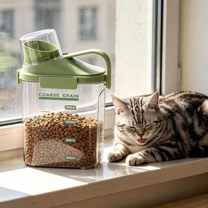 Leak Pet Treats Bin with Viewing Window for Quick Content Checking and Small Size Household Pet Supply Storage