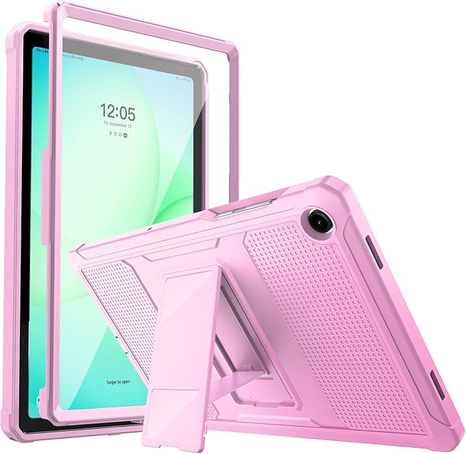 MoKo Shockproof Case Fit Samsung Galaxy Tab A11+ Plus/ A9+ 11 Inch | Full Body Rugged Stand Back Cover with Built-in Screen Protector for Galaxy Tab A11+/ A9+ Tablet, Flowers Pink