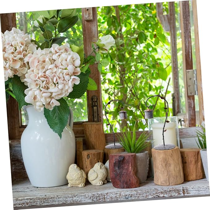 Vaguelly Rustic Iron Hook Hanging Rack with Round Base for Micro Landscape Bird Hut Decor Stable Desktop Stand Holder for Tabletop Windowsill Garden Balcony Display