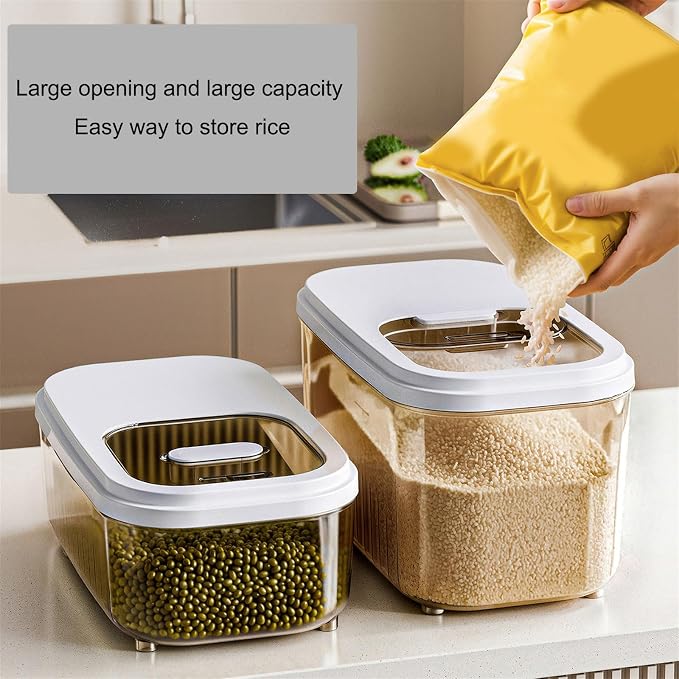 Kitchen Organiser with Sliding Cover Large Capacity Easy Designs Bin for Cereals and Pet Food Storage Slide Lid Rice Bucket