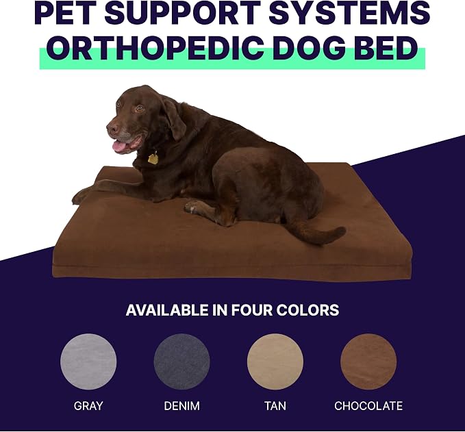 Pet Support Systems Orthopedic Dog Bed - Gel Memory Foam Pet Bed, Luxury Washable Dog Bed for Sleeping and Support (Removable Cover,Large Brown Dog Bed)