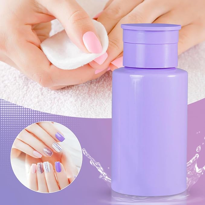 Push Down Pump Dispenser Bottles: Refillable Liquid Containers for Alcohol, Nail Polish Makeup Remover, Salon, Hospital, Travel Use