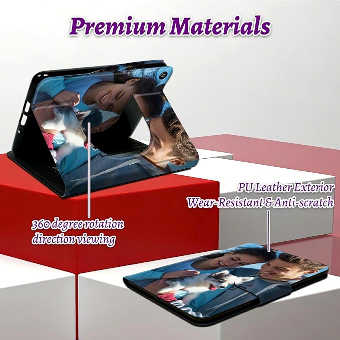 Rotating Handle Case for Samsung Galaxy Tab A11 Plus 2026/A9 Plus 11" 2024, 360 Degree Swivel Kickstand with Magnetic Closure Shockproof Leather Protective Cover for Women Men, Customized