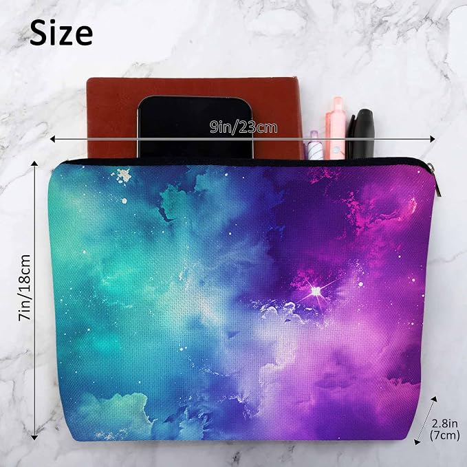 Galaxy Space Makeup Bags Makeup Organizer Cosmic Nebula Universe Space Galaxy Flax Toiletry Bags Travel Cosmetic Bag Makeup Purse Pouch Skincare Bag Wallet Bags For Women Mom Pink Purple
