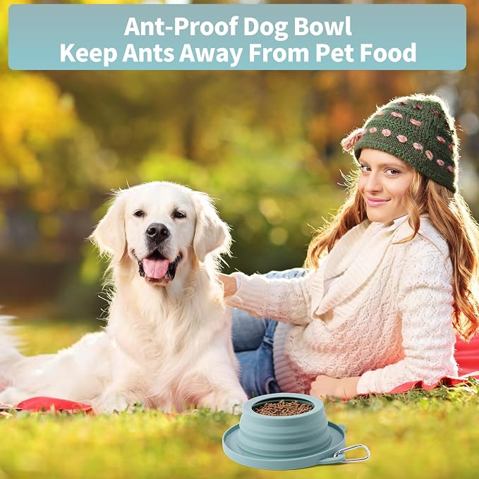 Spill Proof Dog Water Bowl for Car Road Trip, Collapsible Pet Travel Bowl | Collapsible Dog Bowl, No Splash Water Dish, Ant Away Pet Food Feeder, Silicone Travel Bowl for Pets Camping Hiking Car Trips