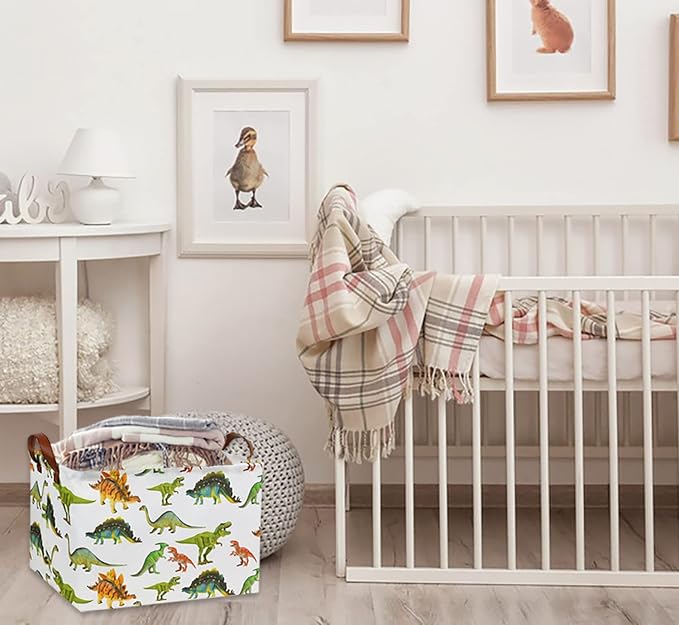 Rectangular Dinosaur Basket Baby Kids Storage Basket for Boys Cute Toy Box Bin Organizer Book Shelf Dinosaur Room Decor(Toy Dinosaur)