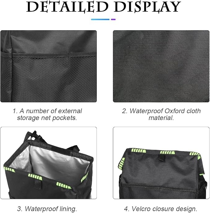 Fekey&JF Foldable Hanging Car Trash Can with Storage Pockets, Green | waterproof lining, hanging strap, Velcro closure, fits most sedans, SUVs, and trucks, car interior accessories
