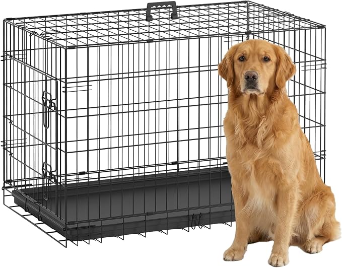 BestPet | Dog Crate | 36" | Black | Foldable Metal Kennel with Single Doors, Secure Slide-Bolt Latches, Leakproof Tray | Portable Dog Cage for Medium Sized Breeds | for Travel, Indoor & Outdoor Use