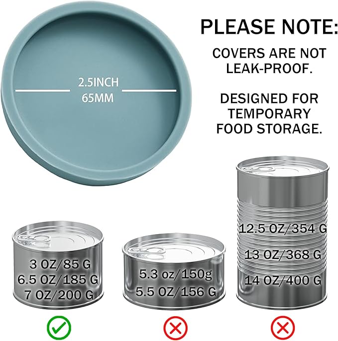 OHMO Cat Food Can Lids for 3oz Small Pet Cans, 2pcs, Light Blue | BPA-Free Silicone Can Cover, 2.5oz, Flexible&Durable, Reusable, Secure Seal, Easy to Clean, Keep Opened Meals Fresh