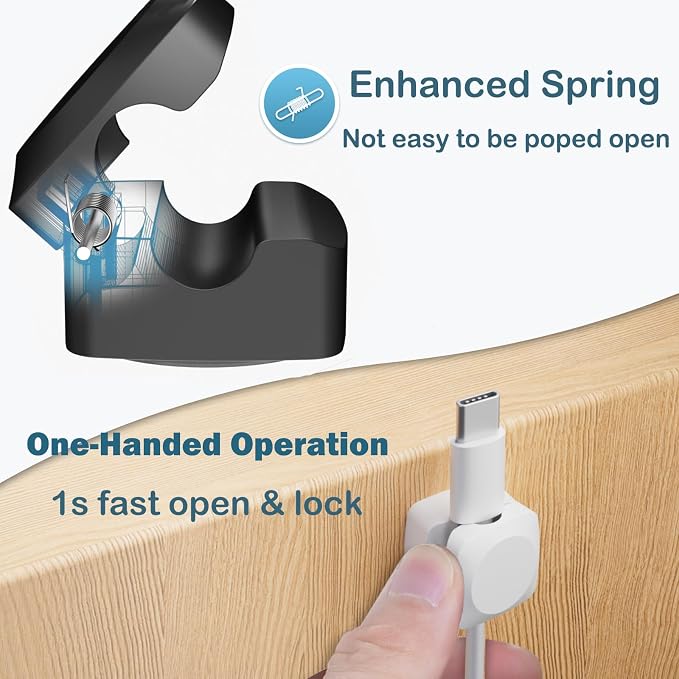 Rotatable Cable Clips, 8 Pack Cord Holder for Nightstand | Self-Adhesive Cord Clips, Dorm Room Essentials, Cable Holder for Cords, Cord Management for Desk Office Car Wall